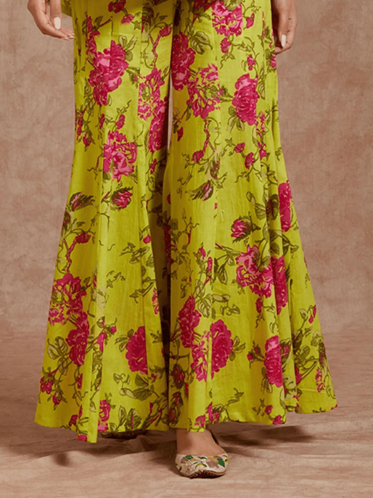 Yellow Printed Cotton Sharara