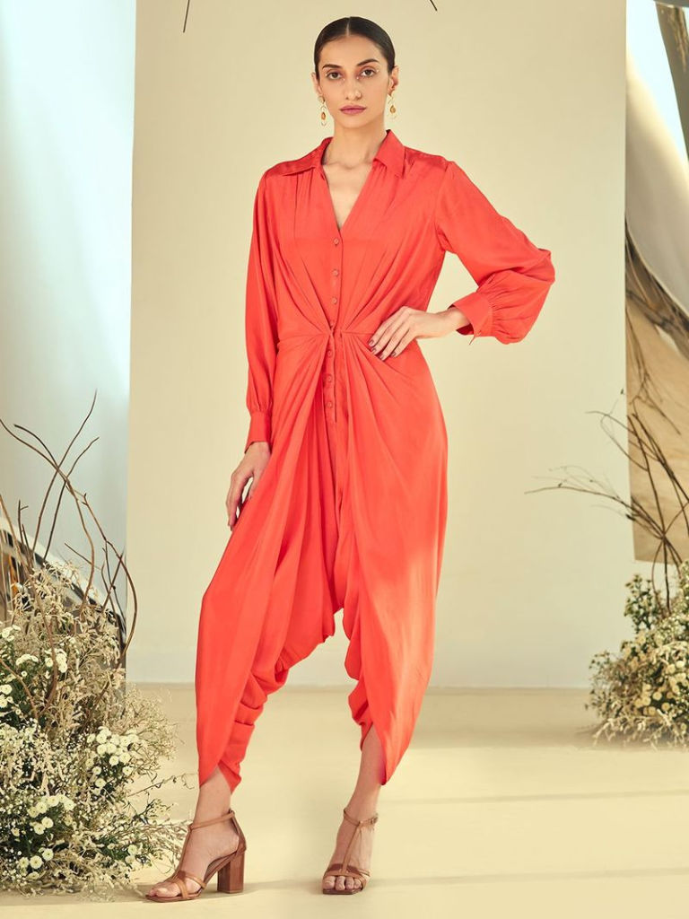 Coral Crepe Jumpsuit