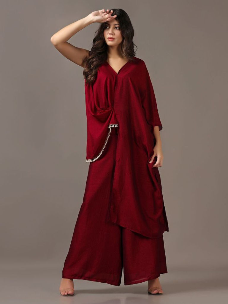 Maroon Silk Co-ord Set