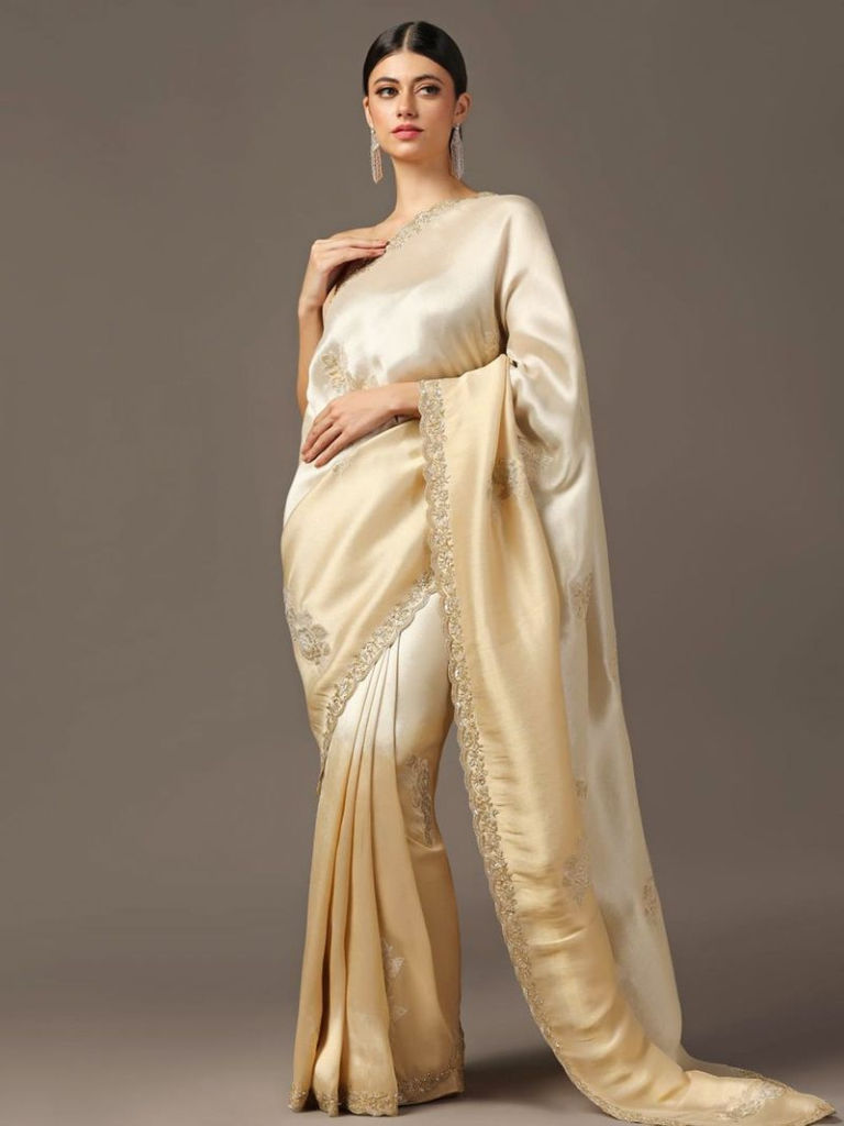 Gold Handwoven Zari Tissue Saree