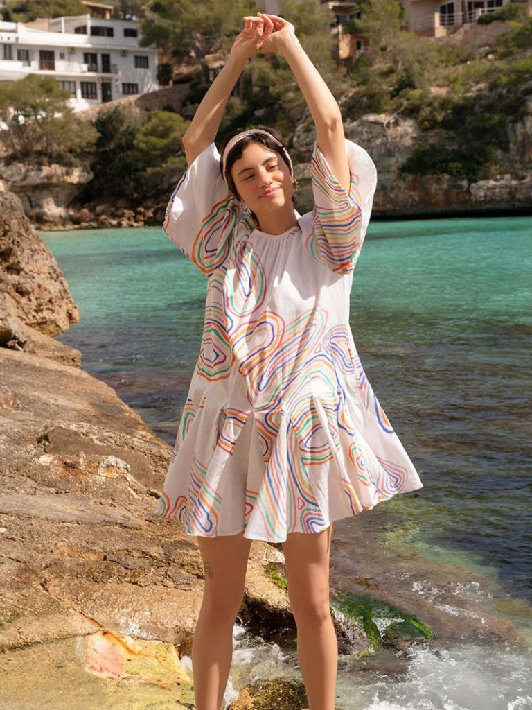 Multicolor Printed Linen Dress