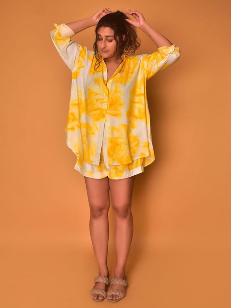 Yellow Printed Viscose Co-ord Set