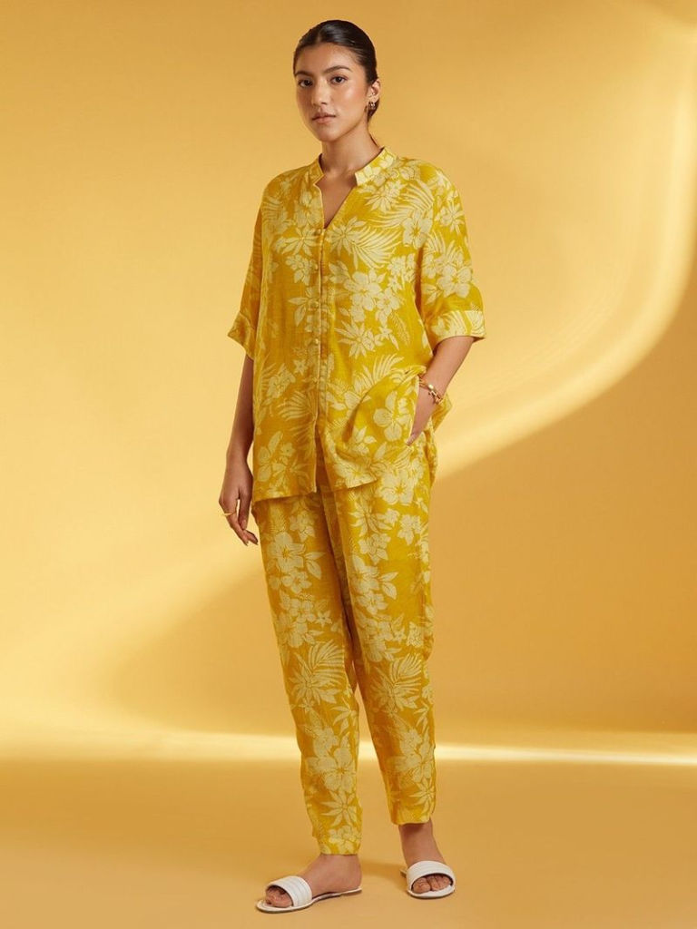 Yellow Printed Cotton Co-Ord Set
