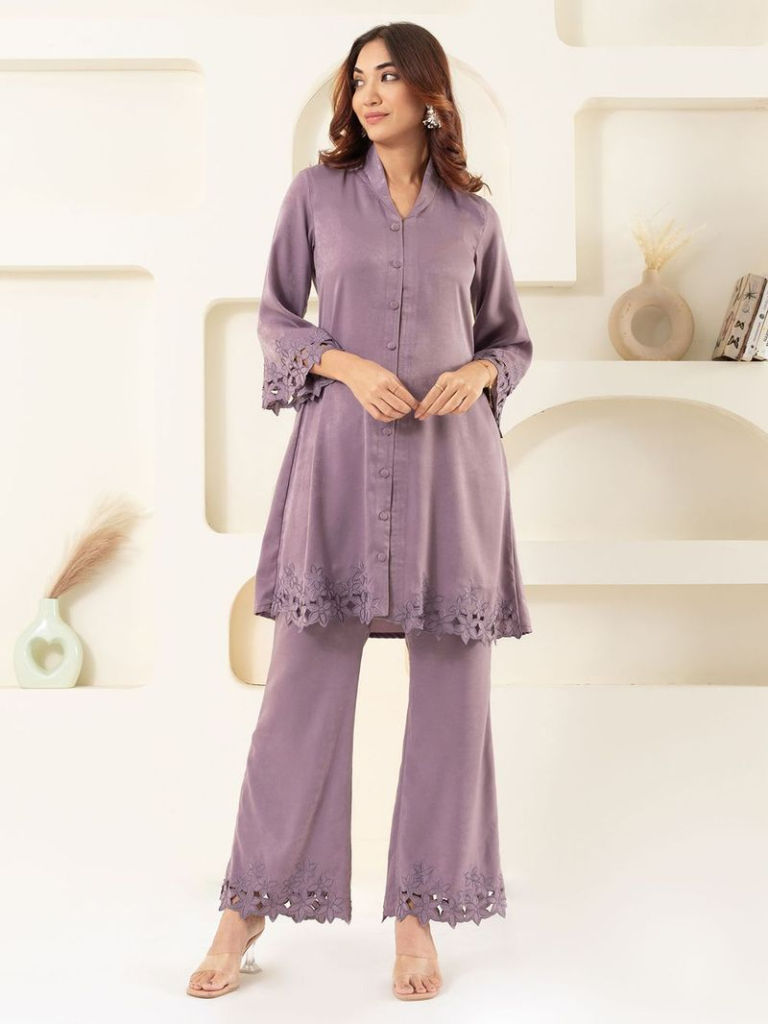 Lilac Velvet Satin Co-ord Set