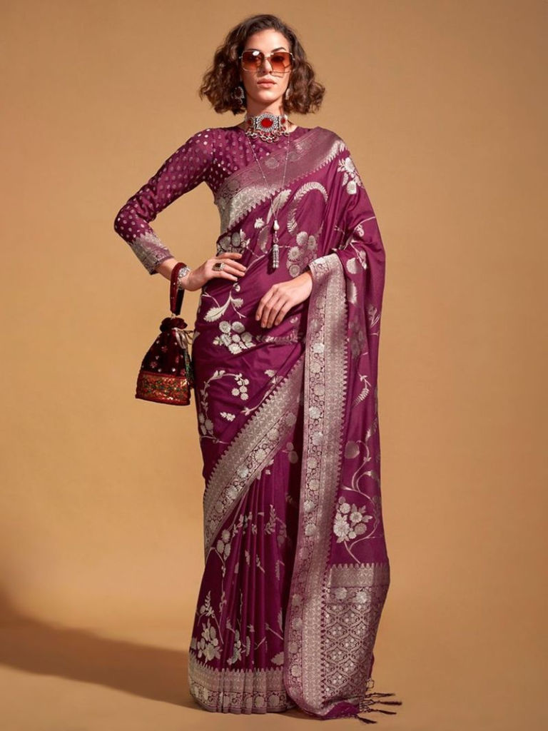 Purple Woven Georgette Saree