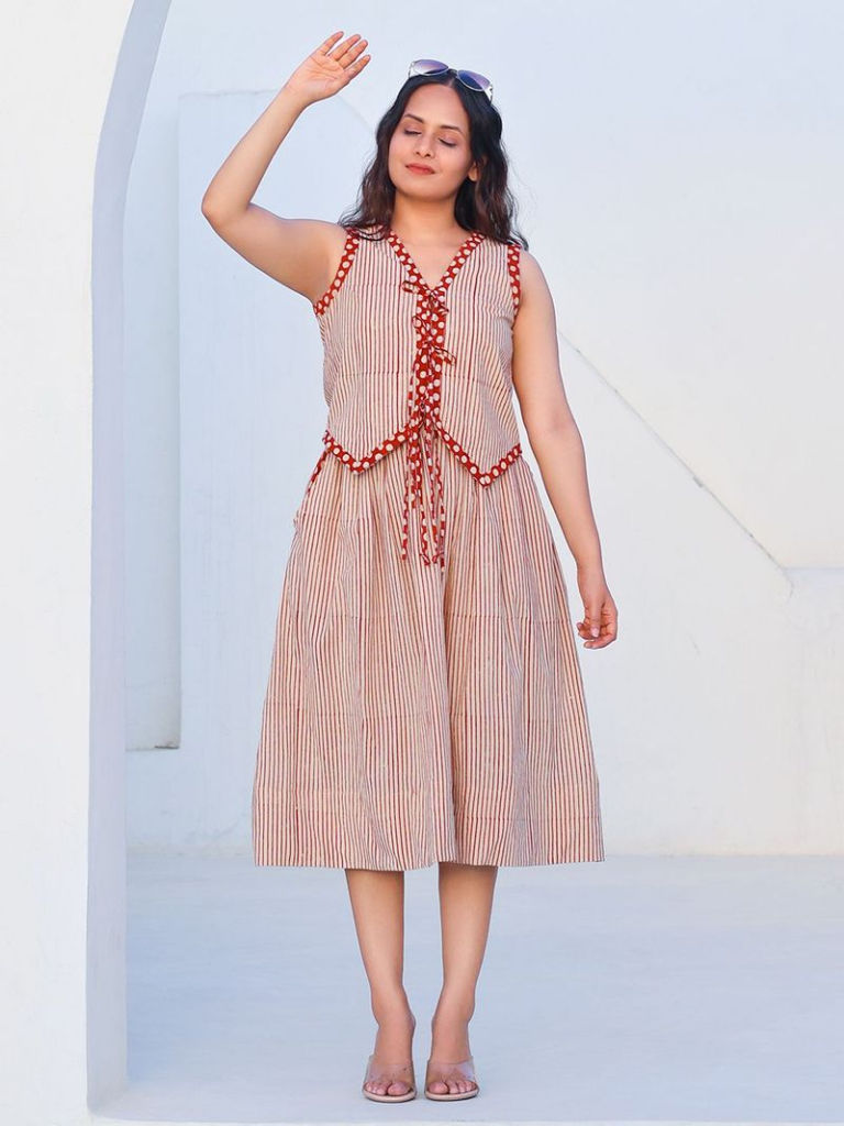 Red Hand Block Printed Cotton Co-ord Set