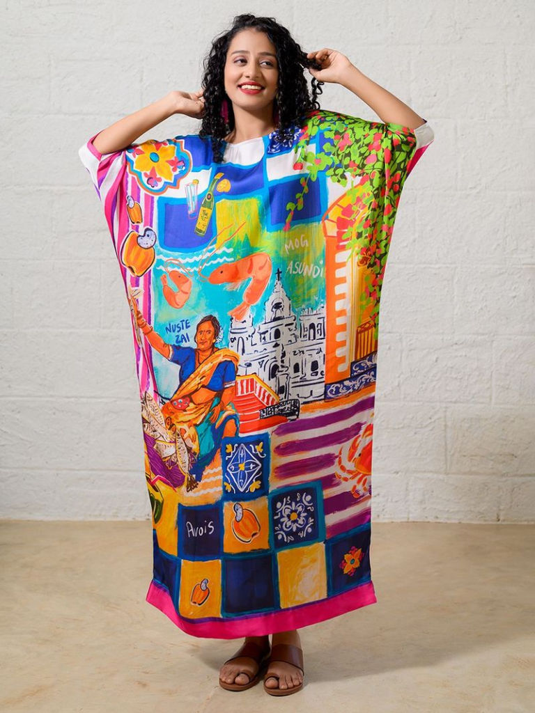 Multicolor Printed Modal Kaftan
