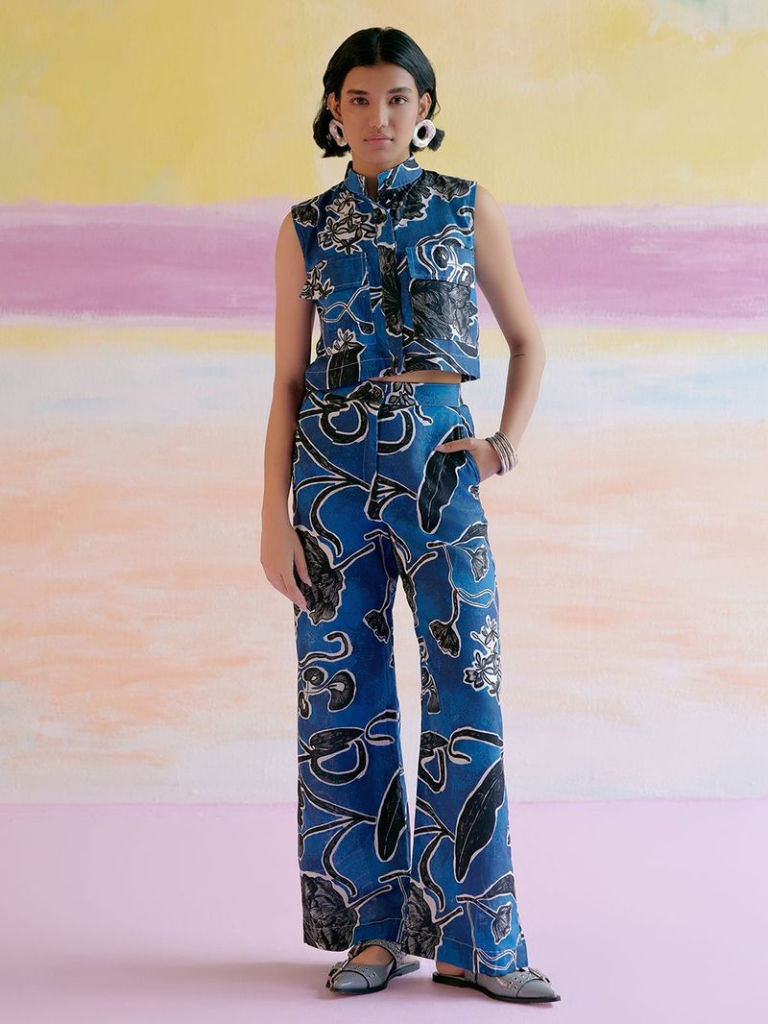 Blue Printed Cotton Flex Co-ord Set
