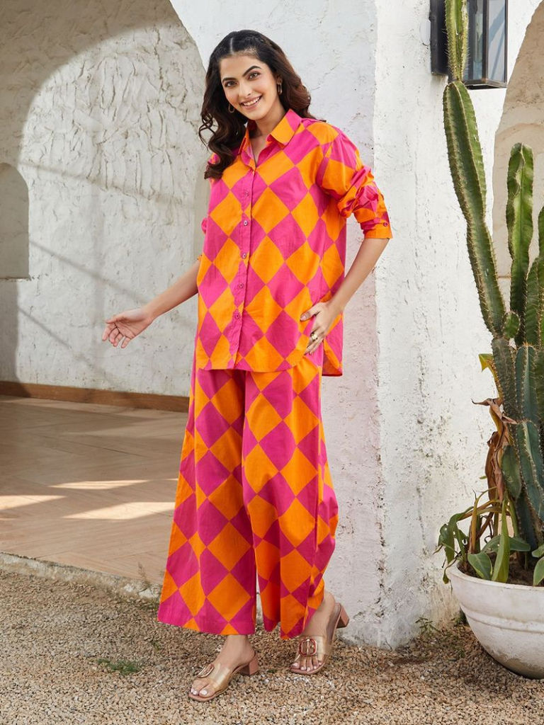 Fuchsia Printed Cotton Co-ord Set