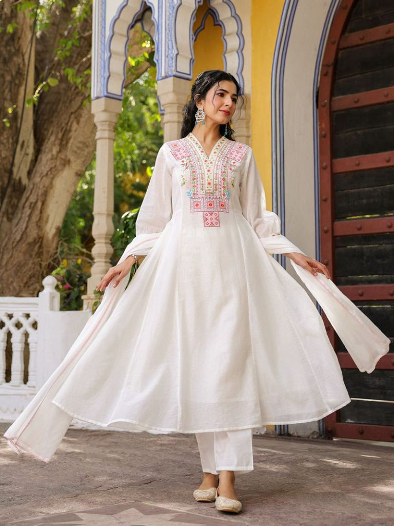 ladies indian cotton dresses Peach Embroidered Tiered Maxi Dress main image 0