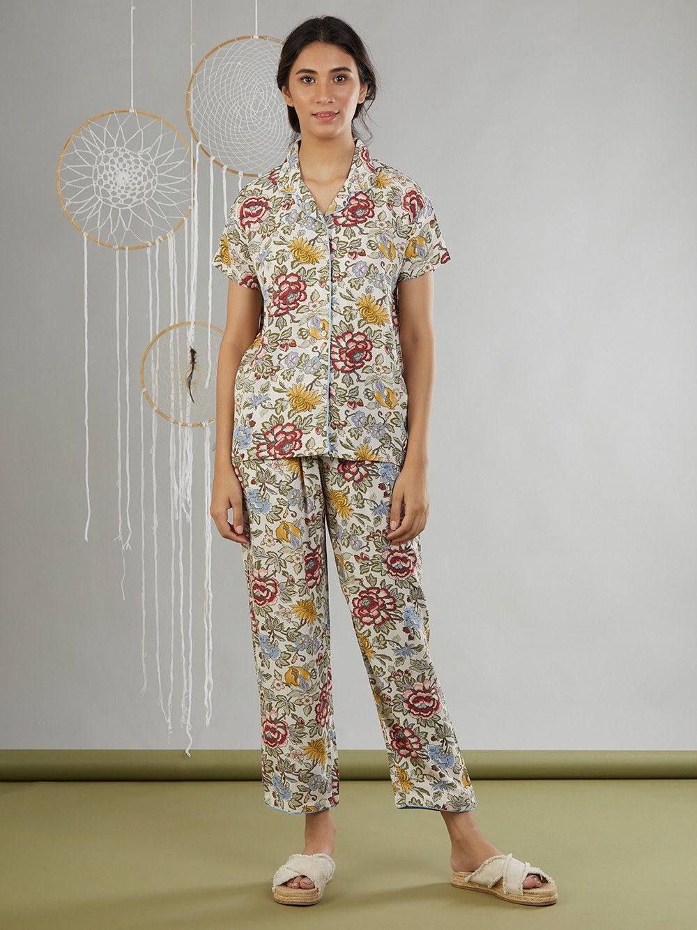 Women'S Green Printed Loungewear /Nightwear