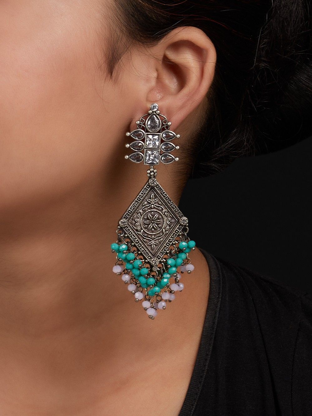 Green - Handcrafted Fabart Earrings by Asalkaar