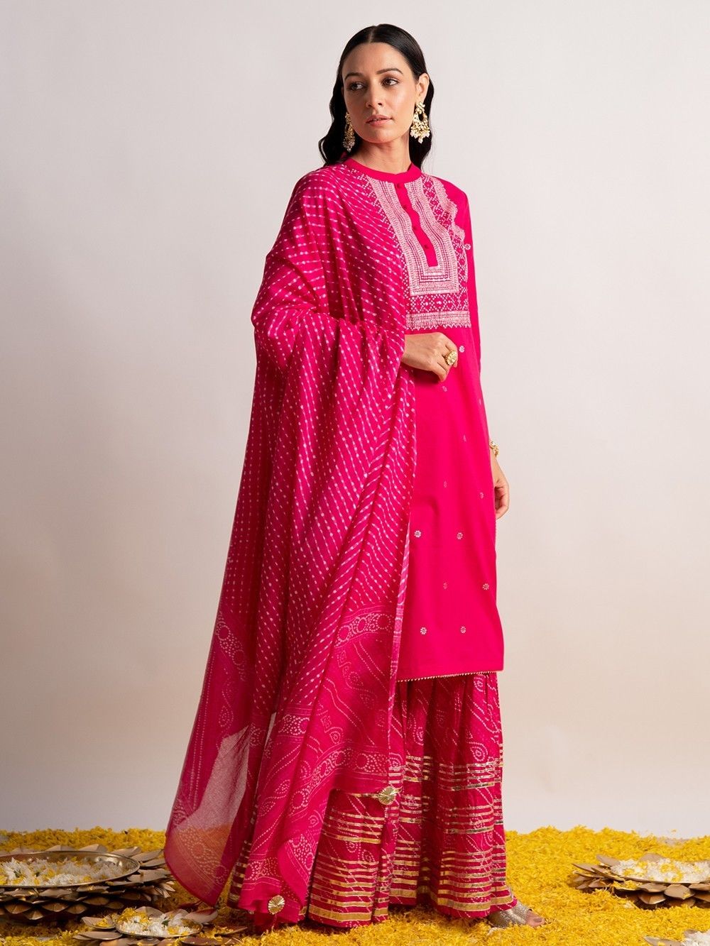 the loom - Pink Printed Cotton Sharara Suit