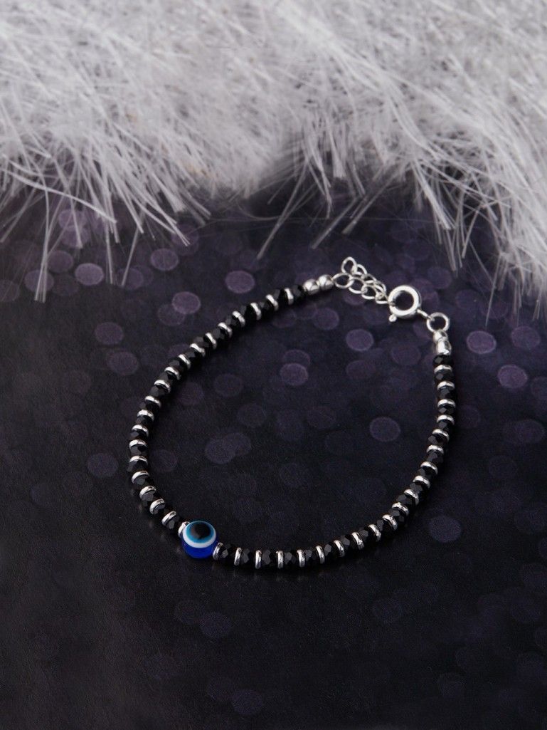 Black Handcrafted Silver Evil Eye Bracelet