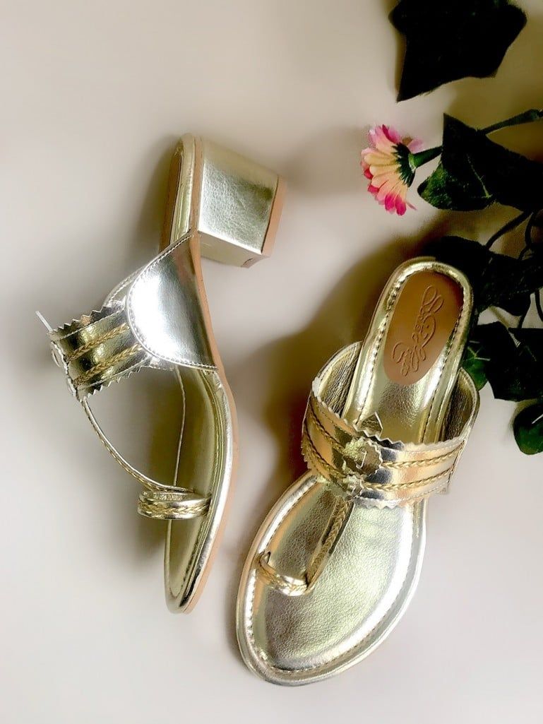 Buy Golden Faux Leather Heels | SOH501 | The loom