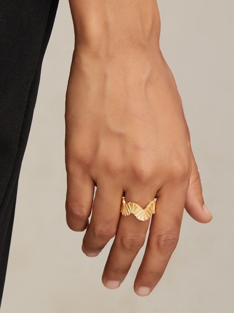 Gold Toned Handcrafted Brass Ring