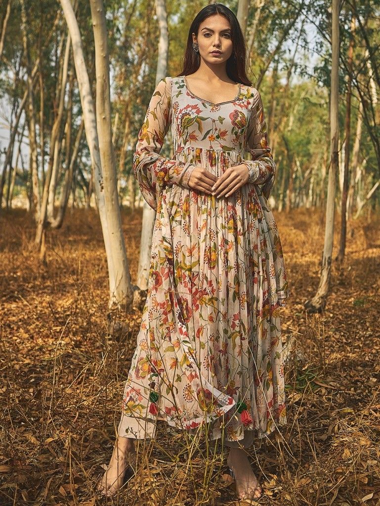 Designer heavy Rayon anarkali pant with dupatta set nyra cut full dress for  woman  Kajal Kurti