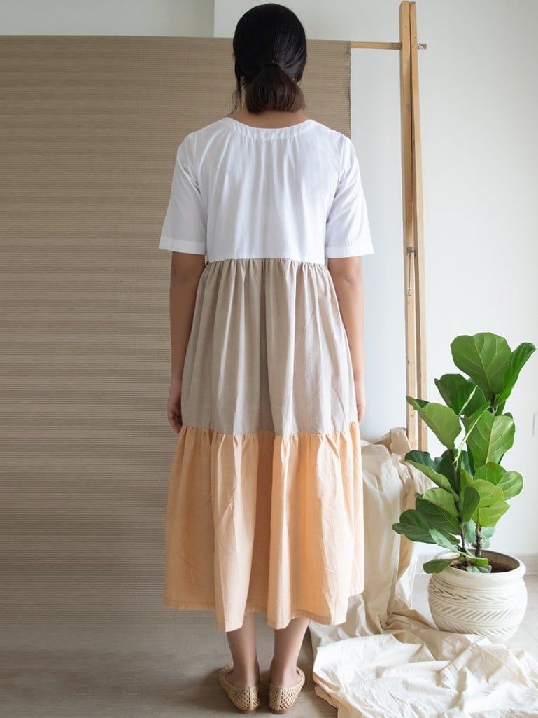 Buy Multicolor Three Tier Cotton Dress | MKSCHPA059/MK2 | The loom
