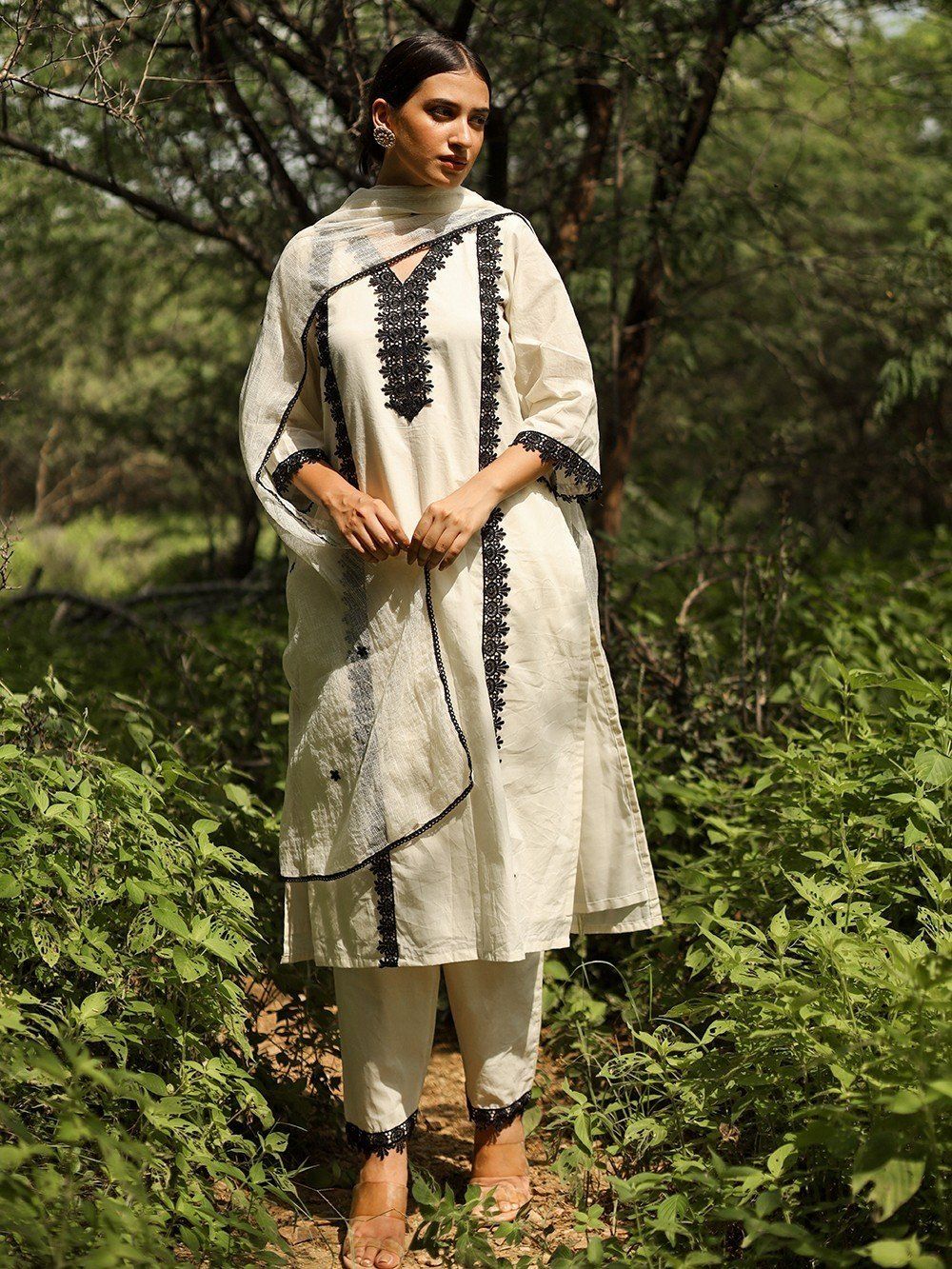 Cotton Floral Jaal Organza Lace Suit Set in Mauve (Set of 3) – ChhipaPrints-nextbuild.com.vn