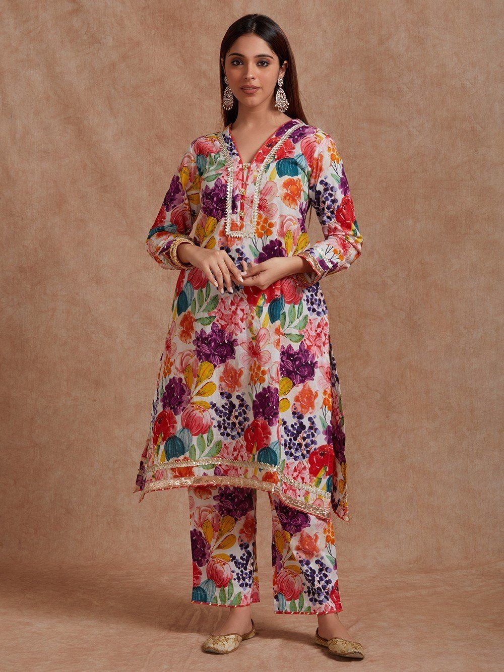 Buy Multicolor Printed Cotton Kurta with Pants- Set of 2 | KAAS48JAN109 ...