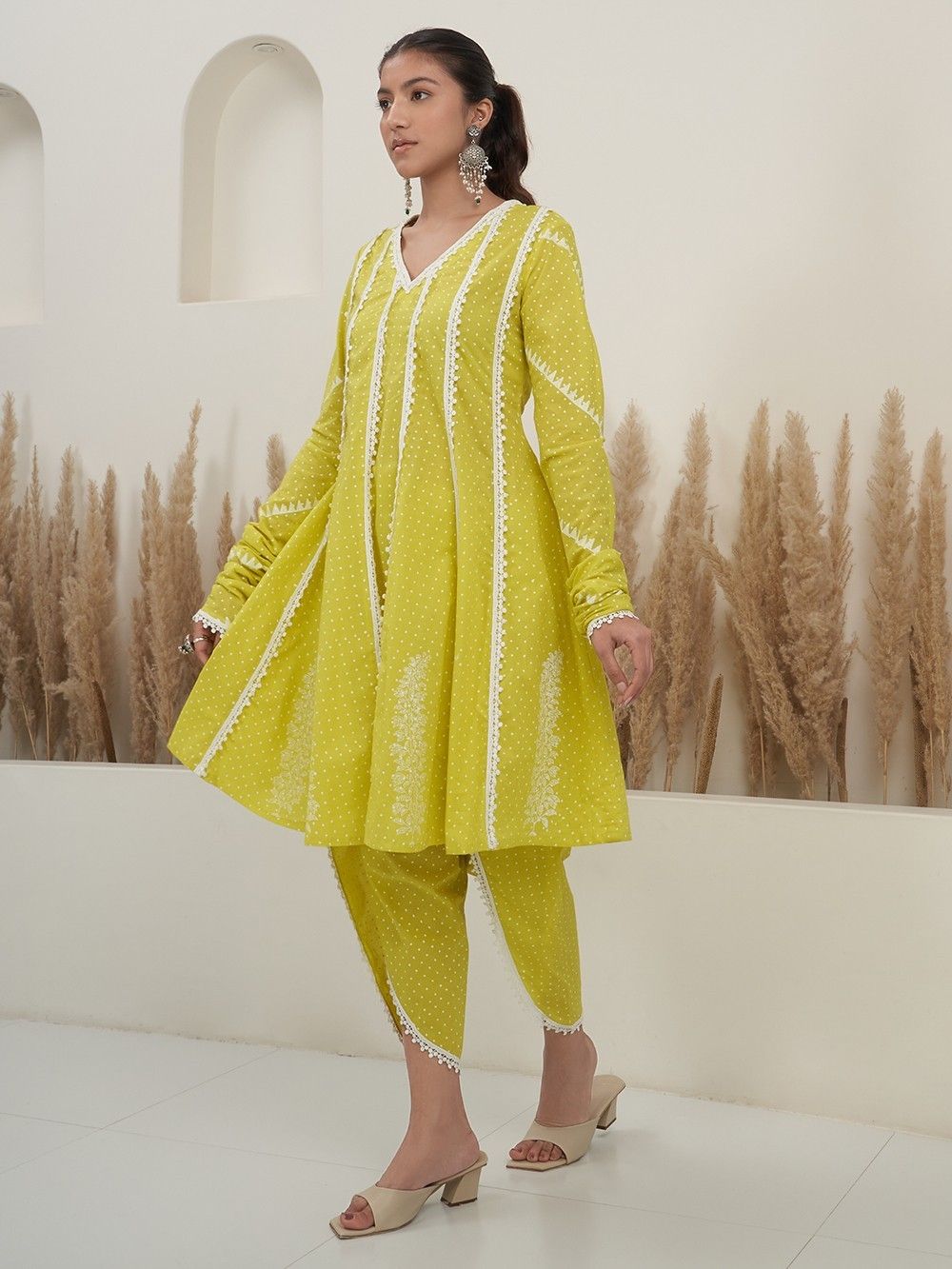 Buy Yellow Hand Block Printed Cotton Anarkali Kurta | KAAS63FEB103 ...