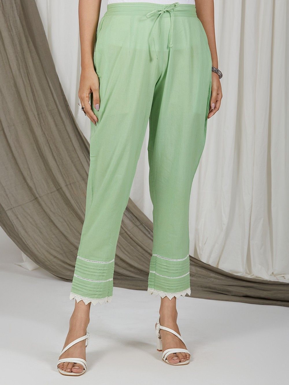 Buy Bottle Green Trousers  Pants for Women by Jaipur Kurti Online   Ajiocom