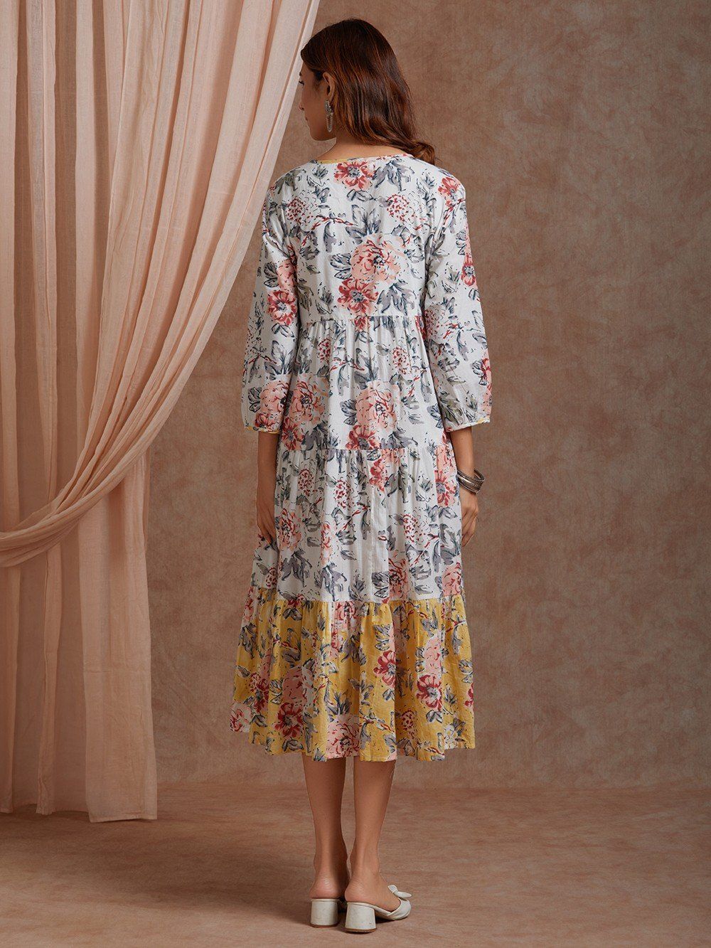 Buy White Hand Block Printed Cotton Dress | sd62/MPRT11OCT | The loom
