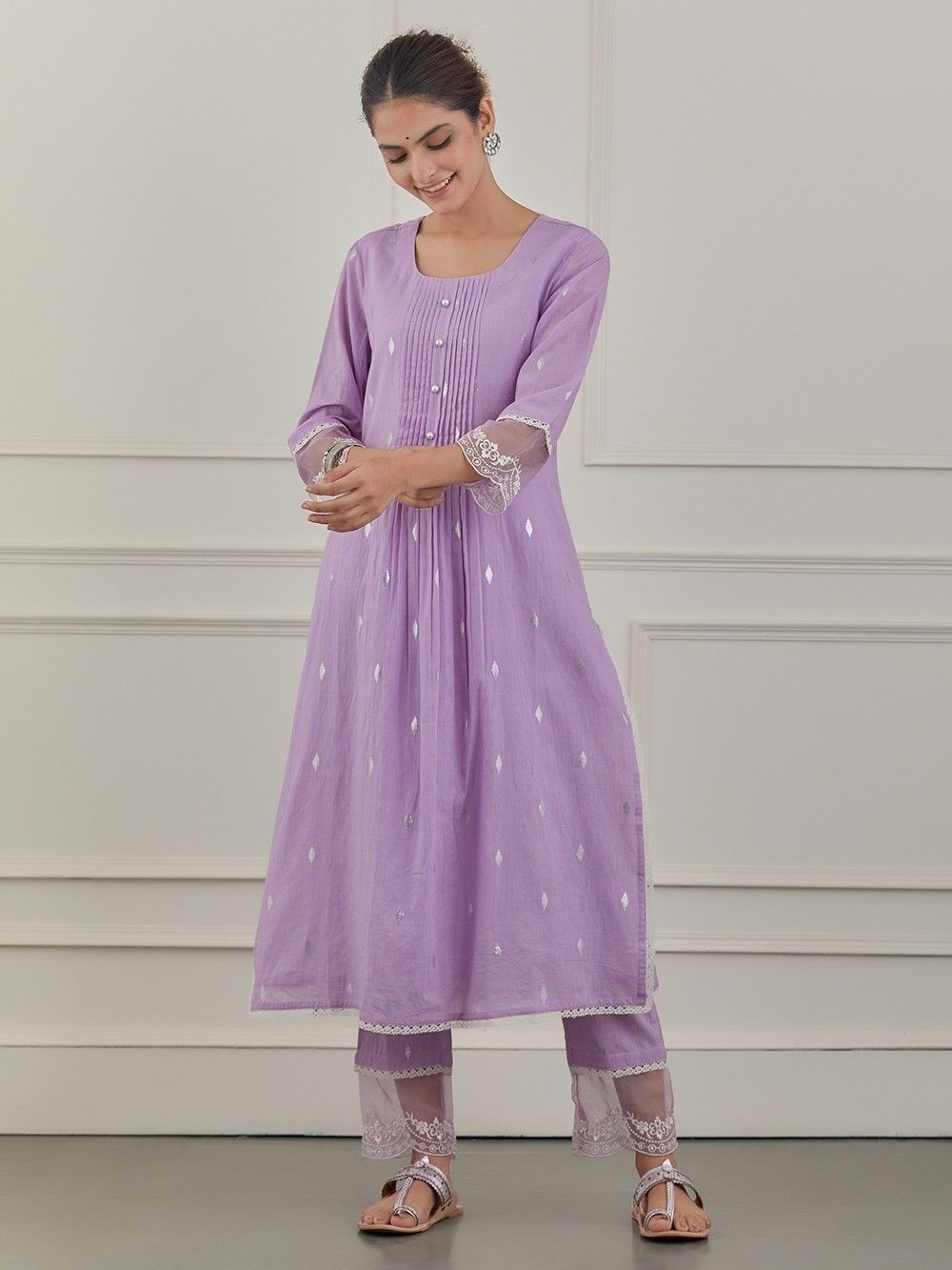 Light Pink Pintuck Cotton kurta