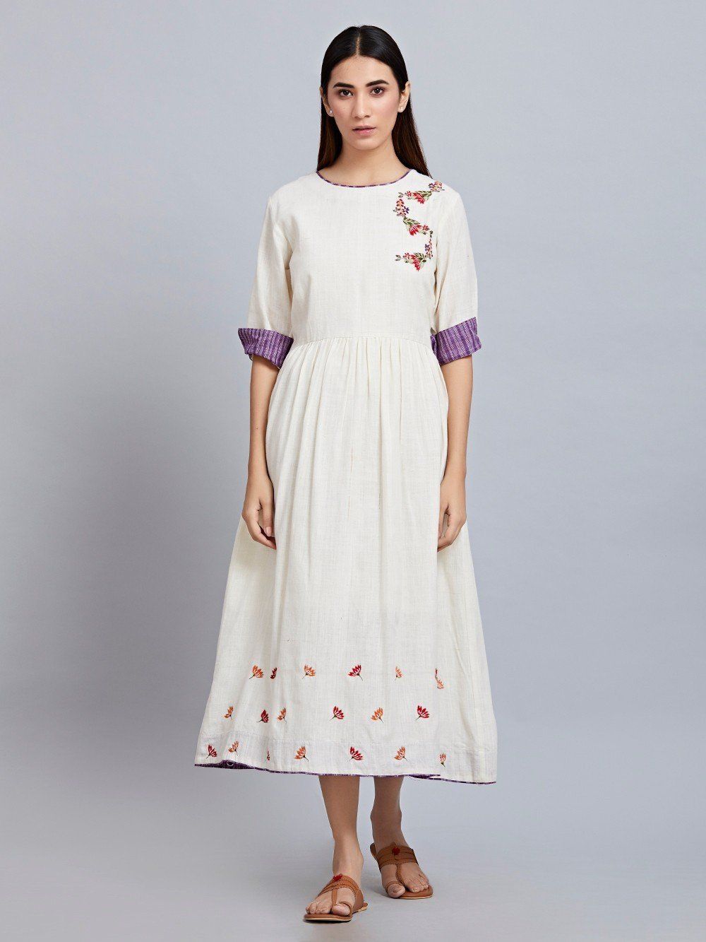 Buy Serene White Floral Embroidered Maxi Dress Dress for 