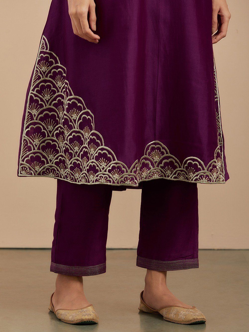 Buy Purple Chanderi Silk Pants PR/MA/PA/PC18SEP The loom