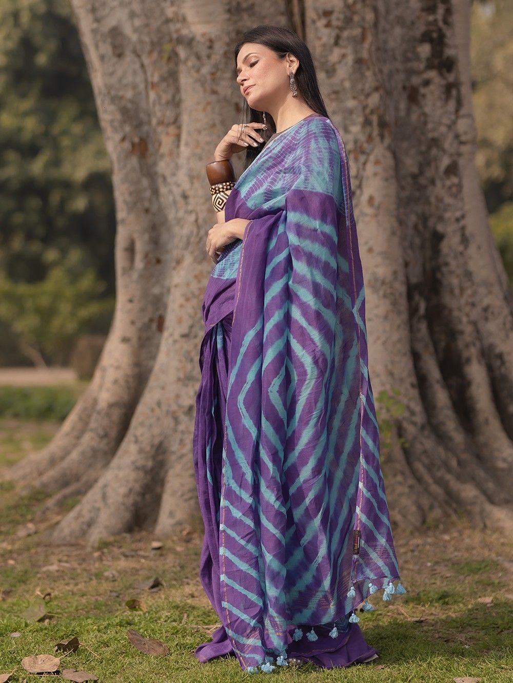 Mauve Cotton Linen Saree