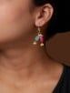 Green Pink Handcrafted Brass Earrings