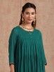 Teal Green Zardozi Hand Embroidered Cotton Suit with Chanderi Dupatta- Set of 3
