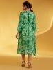 Green Printed Cotton Wrap Dress with Belt