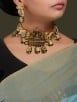 Gold Toned Handcrafted Metal Choker with Earrings- Set of 2