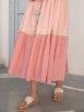Pink Mauve Lace Mulmul Linen Dress with Hand Block Printed Cotton Flax Inner
