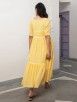 Yellow Hand Embroidered Cotton Dobby Dress with Hand Block Printed Kantha Slip