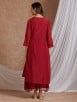 Red Hand Embroidered Cotton Silk A-Line Kurta with Mulmul Crinkled Skirt - Set of 2