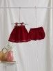 Red Printed Cotton Top with Shorts - Set of 2