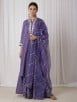 Purple Embroidered Cotton Lurex Suit with Organza Dupatta- Set of 3