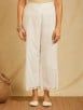 White Lace Work Cotton Dobby Kurta with Pants - Set of 2