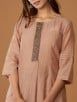 Old Rose Hand Embroidered Cotton Silk Kurta with Modal Pants and Organza Dupatta - Set of 3