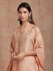 Peach Hand Embroidered Chanderi Kaftan with Cotton Pants - Set of 2