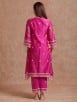 Pink Lace Work Chanderi Kurta with Pants- Set of 2