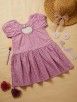 Purple Printed  Cotton Dress