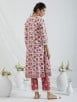 Red White Printed Cotton Flared Kurta with Pants - Set of 2