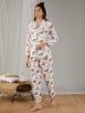 White Printed Cotton Night Suit with Eye Mask - Set of 3