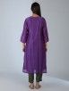Purple Sequins Embroidered Chanderi Kurta with Olive Green Viscose Pants - Set of 2