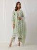 Green Embroidered Chanderi Kurta with Cotton Pants - Set of 2