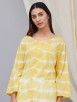 Yellow White Tie and Dye Cotton Suit - Set of 3